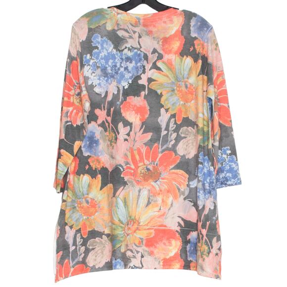 Soft Surroundings Tunic Top 3/4 Sleeve Floral Cottage Boho Romantic Artsy Large - Picture 2 of 5